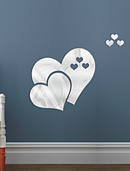 cheap -Double Love Heart Shape Mirror Self-adhesive Stickers Crystal Wall Paper DIY 3D Home Wall Decal DecorationQ501 30*25cm Wall Stickers for bedroom living room