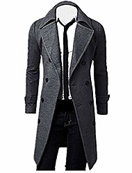 cheap -sumen winter mens trench coat stylish slim fit double breasted long jacket grey