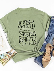 cheap -if my mouth doesn&amp;amp; #39;t say it my face definitely will t-shirt for women letter printed funny graphic tee casual shirts &amp;amp; #40;green, l&amp;amp; #41;