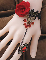 cheap -Women&#039;s Vintage Bracelet Ring Bracelet / Slave bracelet Vintage Style Fashion Flower Vintage Boho Lace Bracelet Jewelry Red For Christmas Halloween Party Evening Gift Festival / Resin