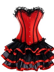 cheap -Corset Women‘s Plus Size Bustiers Corsets Overbust Corset Corset Dresses Corset Set Tummy Control Push Up Bow Lace Solid Color Stripe Hook &amp; Eye Lace Up Nylon Polyester Cotton Halloween