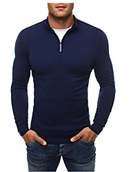 cheap -Men&#039;s Pullover Knitted Solid Color Acrylic Fibers Long Sleeve Sweater Cardigans V Neck Fall Winter Gray Black Navy Blue