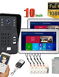cheap -SY1006BMJLP11 With 10 Inch Wifi Wireless Fingerprint RFID  Video Door Phone Doorbell Intercom System With Wired AHD 1080P  Door Access Control System Support Remote APP unlocking Recording Snapshot