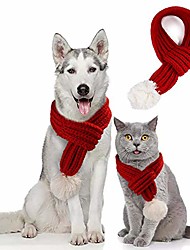 cheap -xmas pet knitted neck scarf set christmas dog santa red knit muffle cat birthday snow scarf costume winter warm clothes for small medium puppy m