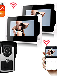 cheap -2.0MP Tuya App Wired/Wifi Doorbell Camera 7inch Monitor Video Intercom Doorbell PIR Motion Detection Security CCTV Snapshot Recording