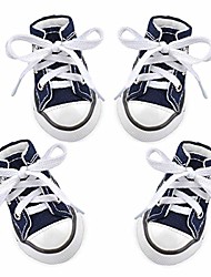 cheap -dog canvas shoes pet denim sport shoes puppy sneaker boots, anti-slip outdoor small dog paw protector 4 pcs