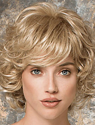 cheap -Synthetic Wig Curly With Bangs Wig Short Blonde Natural Black Synthetic Hair Women&#039;s Fashionable Design Exquisite Romantic Black Brown