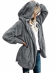 cheap -Women&#039;s Teddy Coat Casual / Daily Winter Regular Coat Regular Fit Casual Jacket Solid Color Others Light Gray Dark Gray Wine