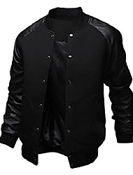 cheap -men&#039;s casual stand collar baseball varsity bomber jacket us m(asian tag size xl) black