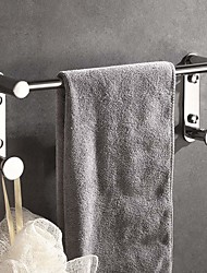 cheap -Bathroom Hardware Accessory Stainless Steel Towel Bar with Robe Hook Multifunction Wall Mounted Chrome Silvery 1pc