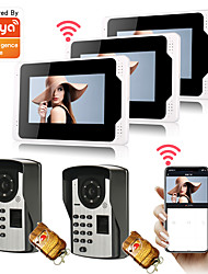cheap -WIFI / Wired Recording 7 inch Hands-free Two to Three video doorphone 7 WiFi Tuya Monitor Video Door Phone System 1080P Camera with Multi-languages Fingerprint Password Motion Recording