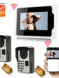 cheap -7 WiFi/Wired Tuya APP Monitor Video Door Phone System 1080P Camera with Fingerprint Password Multi-languages Remote Phone Control Motion Recording