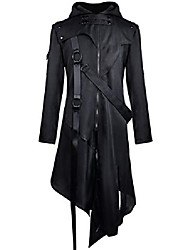 cheap -men&#039;s gothic coat steampunk victorian frock vintage hooded jacket trech coats (small) black