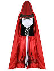 cheap -Little Red Riding Hood Dress Cloak Adults&#039; Women&#039;s Dresses Vacation Dress Halloween Halloween Masquerade Festival / Holiday Terylene Glue Red Women&#039;s Female Easy Carnival Costumes Printing / Gloves