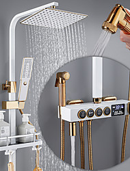 cheap -Shower System / Rainfall Shower Head System / Thermostatic Mixer valve Set - Handshower Included pullout Rainfall Shower Contemporary Electroplated Mount Outside Ceramic Valve Bath Shower Mixer Taps