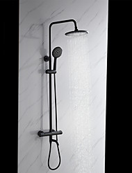 cheap -Shower System / Thermostatic Mixer valve Set - Handshower Included Rainfall Shower Contemporary Black Wall Mount Exposed Ceramic Valve Bath Shower Mixer Taps