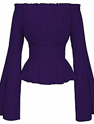 cheap -womens gothic renaissance long sleeve off shoulder medieval shirt boho tops (l/xl(bust 40&quot;-45&quot;/waist 32&quot;-37&quot;), purple)