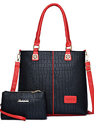cheap -Women&#039;s Bag Sets 2022 Handbags Bag Set PU Leather 2 Pieces Purse Set Zipper Embossed Daily Outdoor Blue White Black Red