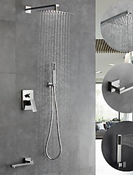 cheap -Minimalisht Style 8 Inch Chrome Shower Faucets Sets Complete with Stainless Steel Shower Head,Solid Brass Handshower and Rotary Nozzle Wall Mounted Rainfall Shower Head System