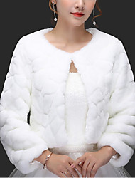 cheap -Long Sleeve Shrugs Faux Fur Wedding / Party / Evening Women&#039;s Wrap With Solid