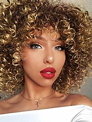 cheap -Short Curly Afro Wigs for Black Women Afro Kinky Curly Hair Wig with Bangs Synthetic Soft Heat Resistant Full Curly Wigs