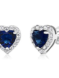cheap -925 sterling silver heart shape women&#039;s halo cubic zirconia earring (2.32 cttw. 5mm center stone)