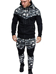 cheap -men&#039;s tracksuit set zip up hoodie camouflage sweatshirt+jogger sweatpants activewear fall winter warm sports suit
