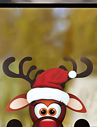 cheap -Christmas Cartoon Cute Reindeer Window Stickers Festive Festive Children‘s Wall Decorations 21*27CM
