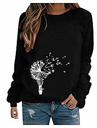 cheap -long sleeve shirts for women graphic tees dandelion print graphic lightweight crewneck pullover sweatshirts plus size