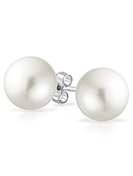 cheap -fashion bridal simple pure ball white simulated pearl stud earrings for women for teen sterling silver 12mm