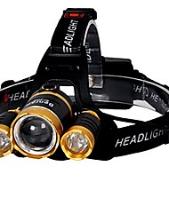 cheap -L-3 Headlamps 150 lm LED LED 3 Emitters 4 Mode with Adapter Portable Professional Camping / Hiking / Caving Everyday Use Cycling / Bike Silver-bare lamp USB [color box packaging without charger ba,_