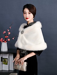 cheap -Sleeveless Capes Faux Fur Wedding Shawl &amp; Wrap With Fur