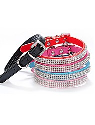 cheap -Cat Dog Puppy Collar Strobe / Flashing Soft Adjustable Crystal / Rhinestone PU Leather Black Red Blue Pink