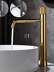 cheap -Single Handle Bathroom Faucet, Electroplated/Chrome One Hole Centerset/Tall/High Arc, Brass Contemporary Bathroom Sink Faucet Contain with Supply Lines
