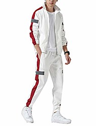 cheap -men sportswear set spring autumn hip hop sweatshirt+pants two pieces track suit zya19-3 white l
