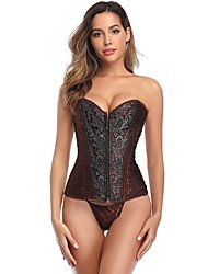 cheap -Women&#039;s Normal Basic Sexy Undergarments Wedding Lingerie Lingerie - Spandex Polyester Wedding Party / Evening Jacquard Embroidered Corset Brown S M L