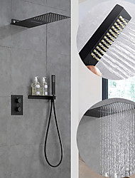 cheap -550*230 Matte Black Shower Faucets Sets Complete with Solid Brass Shower Head and Handshower Ceiling Mounted Included Rainfall Shower / Handshower / Waterfall / Multi Spray Shower