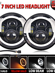 cheap -2 Pcs 7 Inch Round LED Headlights for Jeep Wrangler 2pcs 200W Halo Headlight Angel Eye Ring DRL &amp; Amber Turn Signal Lights High/Low Beam for Jeep Wrangler Lada Niva Offroad 4x4