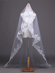 cheap -One-tier Lace Applique Edge / Elegant &amp; Luxurious Wedding Veil Chapel Veils with Appliques 118.11 in (300cm) Lace / Tulle / Drop Veil