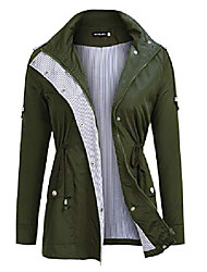 cheap -Women&#039;s Coat Casual / Daily Spring &amp; Summer Regular Coat Regular Fit Sporty Jacket Solid Color Navy Green Black