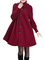 cheap -Women&#039;s Coat Causal Daily Holiday Fall Winter Spring Long Coat Tailored Fit Fashion Modern Jacket Solid Color Black Gray Red