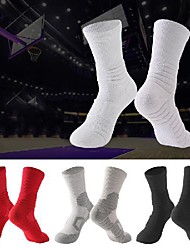 cheap -Men&#039;s Hiking Socks 1 Pair Winter Outdoor Breathable Warm Soft Stretchy Socks Patchwork Chinlon Cotton White Black Red for Fishing Climbing Camping / Hiking / Caving