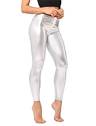 cheap -womens sexy liquid wet look shiny metallic stretch slim leggings  footless fashion pants (silver, gold，one size)