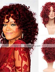 cheap -Synthetic Wig Curly Kinky Curly Kinky Curly Curly Bob Wig Medium Length Burgundy Synthetic Hair Women&#039;s Fashion African American Wig For Black Women Red