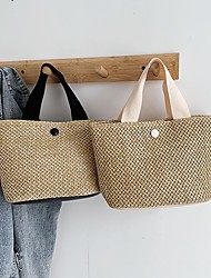 cheap -Women&#039;s 2022 Handbags Top Handle Bag Straw Bag Straw Holiday Beach Black Beige