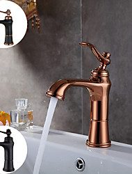 cheap -Modern Bathroom Vanity Sink Faucet Matte Black 1-Handle Bathroom Lavatory Faucet Water Basin Mixer Tap Single Hole Solid Brass Rose Gold