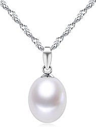 cheap -fine jewelry women gifts 925 sterling silver freshwater cultured teardrop white pearl pendant necklace single pearl