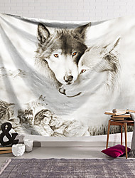 cheap -Wall Tapestry Art Decor Blanket Curtain Hanging Home Bedroom Living Room Decoration Polyester Fiber Animal White Wolf Lanting Design