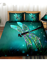 cheap -Dragonfly Duvet Cover Set Quilt Bedding Sets Comforter Cover St.Patrick&#039;s Day Decor Green,Queen/King Size/Twin/Single(Include 1 Duvet Cover, 1 Or 2 Pillowcases Shams)