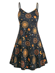 cheap -mini dress starry sky printed strappy sun sleeveless vest top for women girls brown-xxxxl